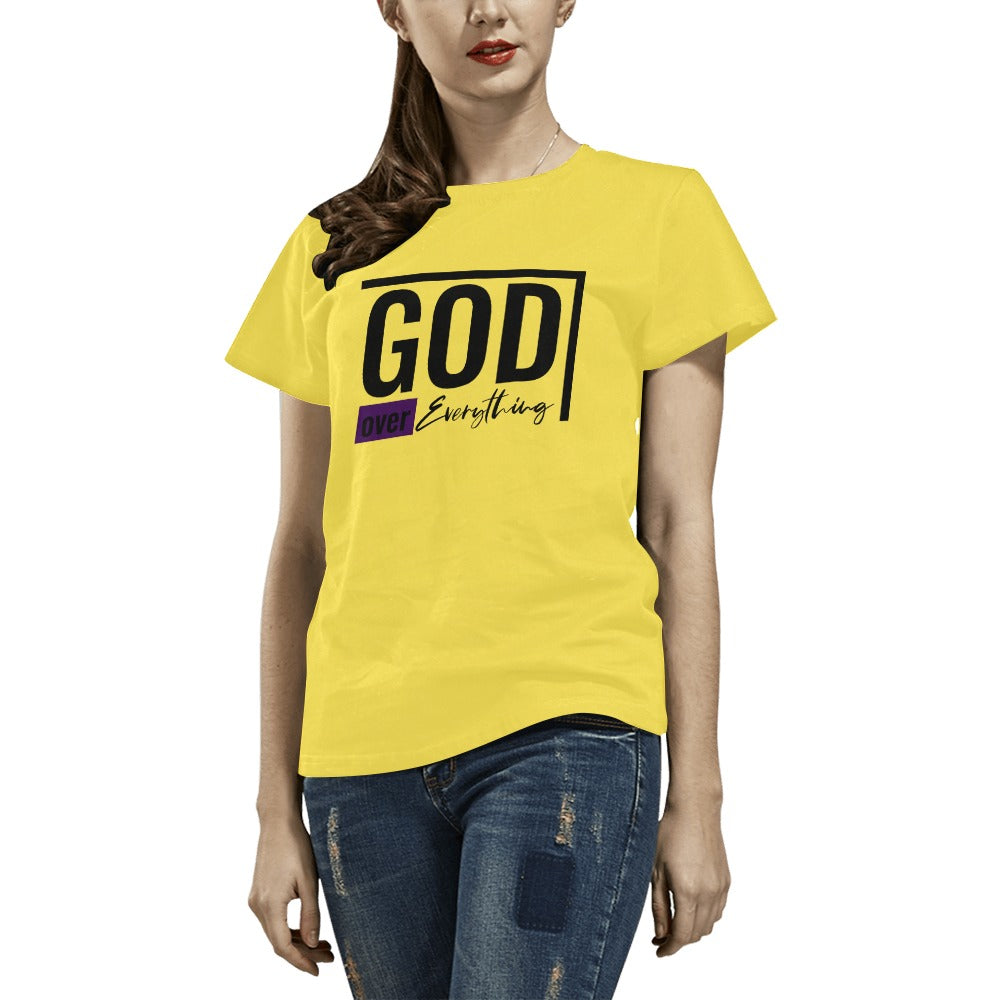 God over Everything Women's Yellow Tshirt