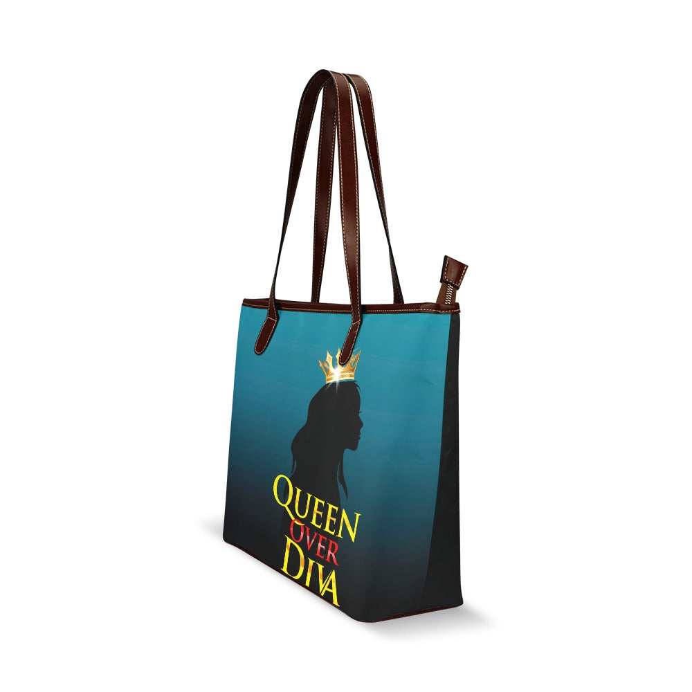 Queen Over Diva Shoulder Tote Bag