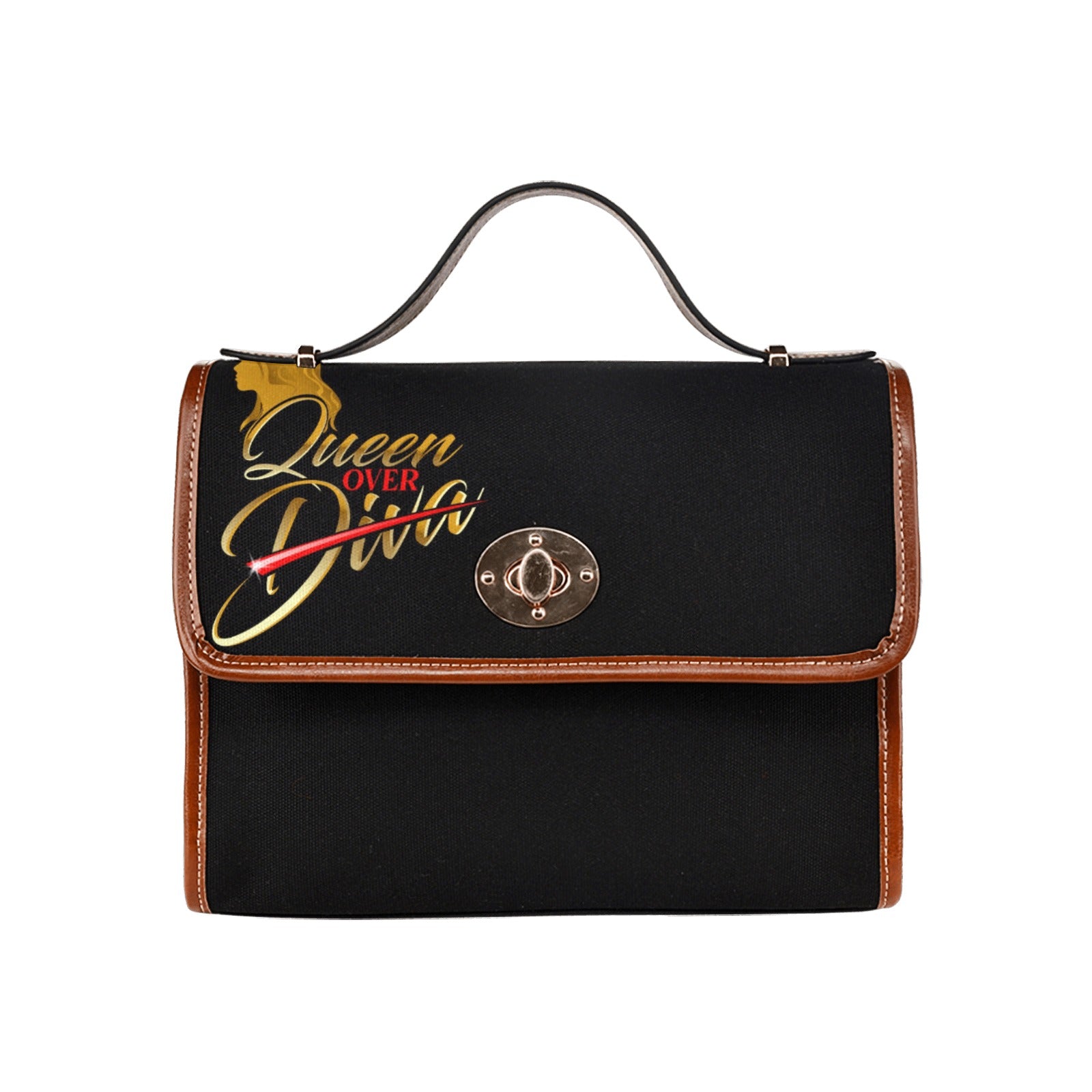 Queen Over Diva Waterproof Canvas Bag-Brown