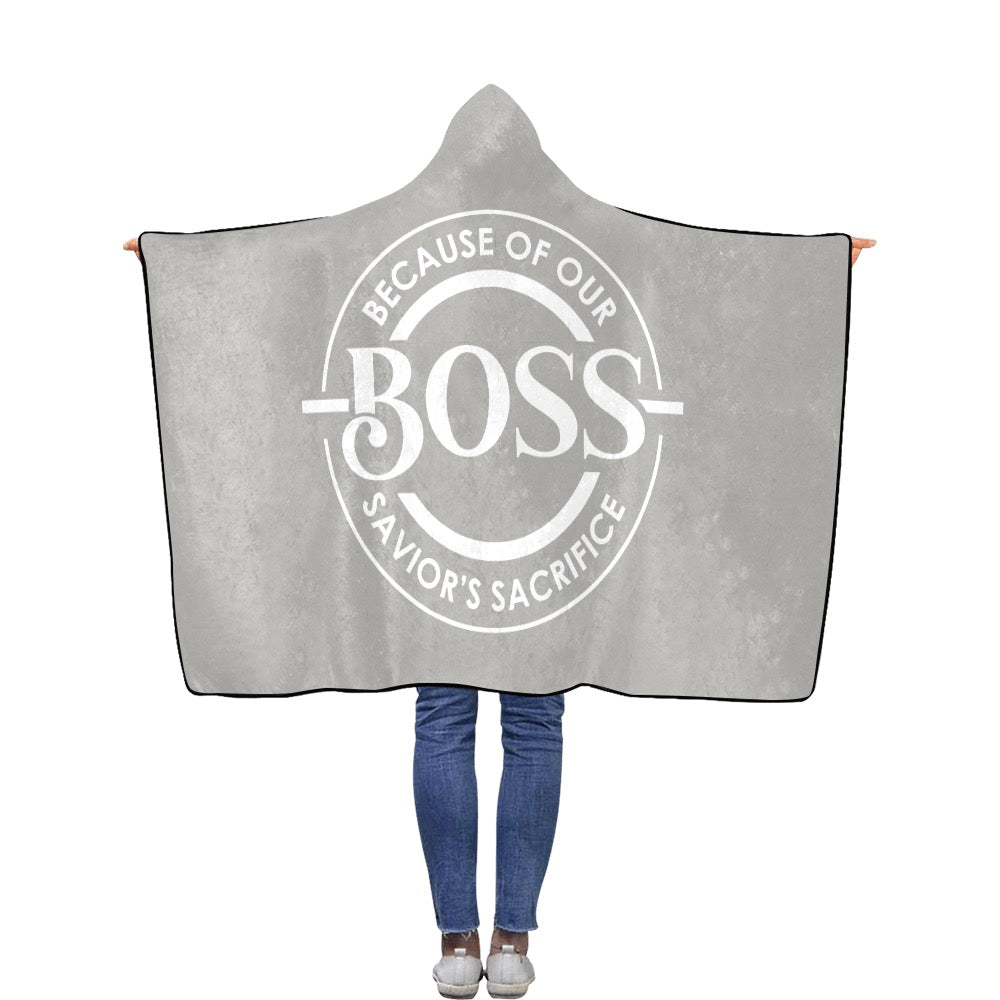 BOSS Grey Hooded Blanket